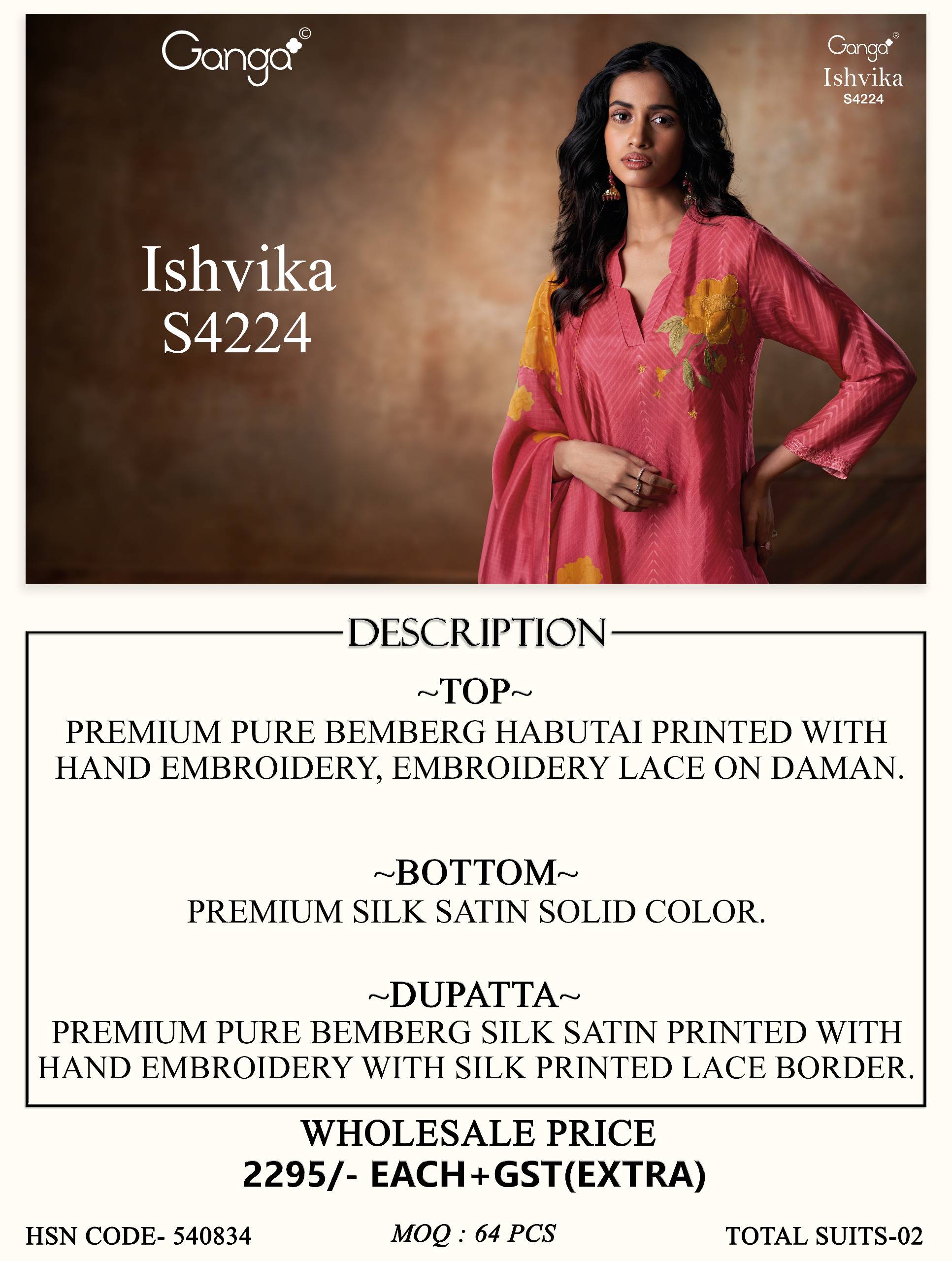 ISHVIKA 4224 Series By GANGA FASHION Stylish Beautiful Colourful PURE BEMBERG Dresses At Wholesale Price